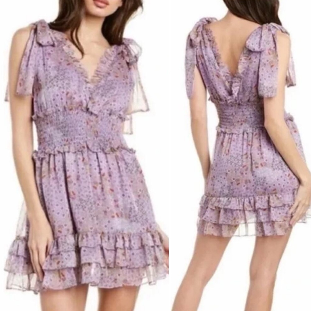 Alexis Tandie Mini Dress in Lilac Purple Floral, size M
